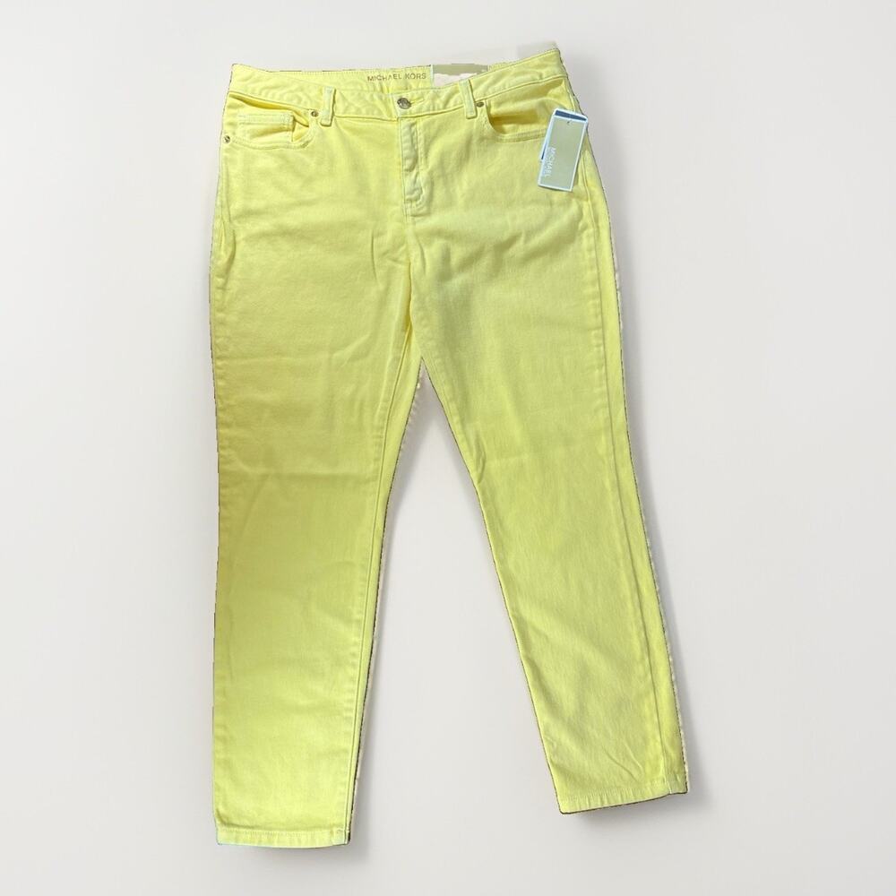 Michael Kors Izzy Cropped Skinny Jeans Size 10 Yellow